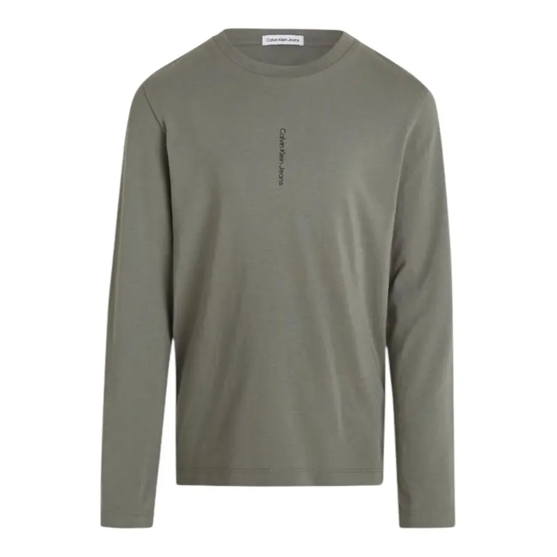 Calvin Klein Shirt Girocollo tinta unita con Logo Verde per Bambino