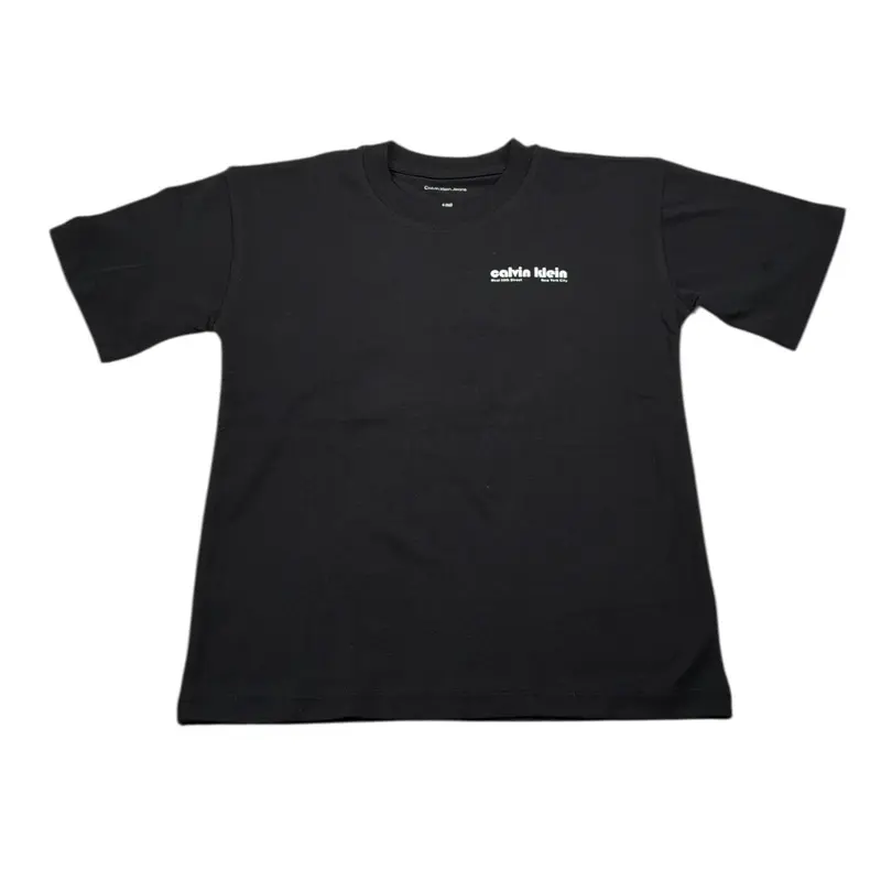 Calvin Klein T-Shirt Girocollo tinta unita con Stampa Nero per Bambino
