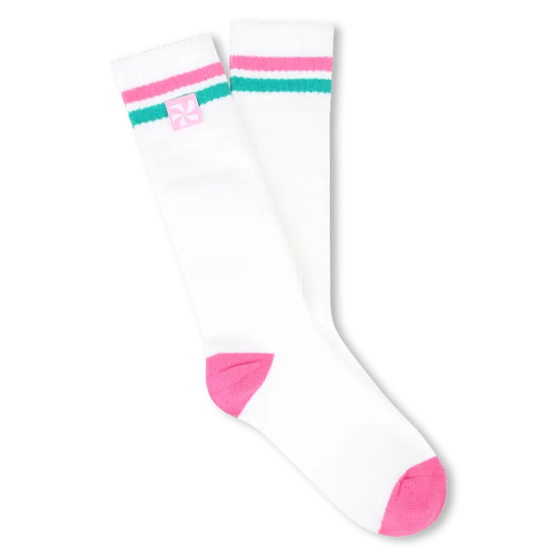 CALZETTONI BIANCHI CON FASCE ROSA E VERDI KIDS AROUND