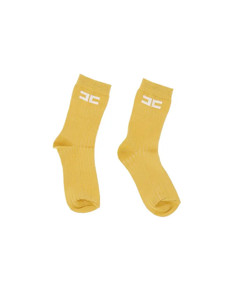CALZINI GIALLO CON LOGO AVORIO ELISABETTA FRANCHI