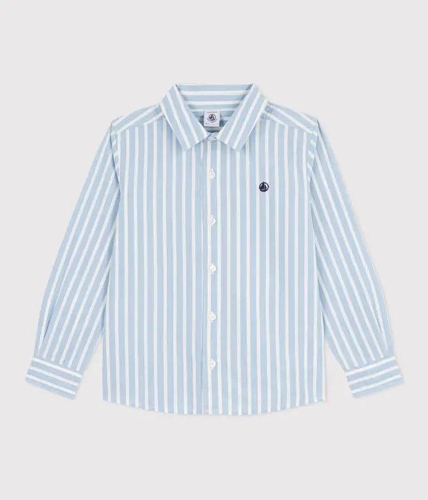 Camicia a maniche lunghe in cotone a righe bambino