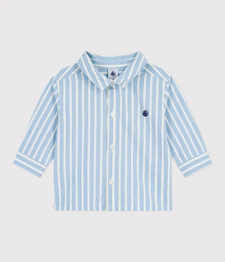 Camicia a maniche lunghe in cotone a righe neonato