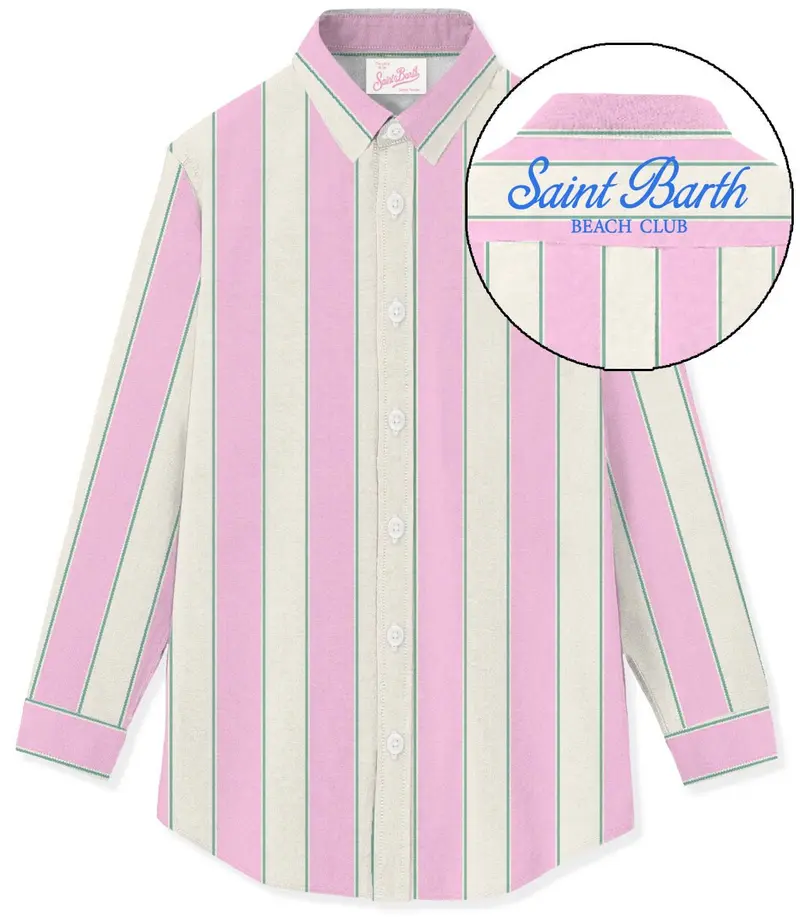 CAMICIA A RIGHE BIANCA/ROSA MC2 SAINT BARTH
