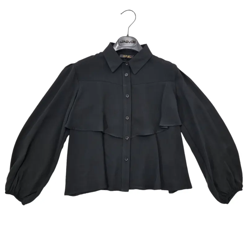 Camicia bambina nera in misto seta