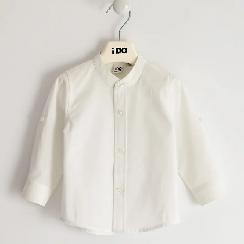 Camicia bambino bianca iDo misto cotone con collo alla coreana