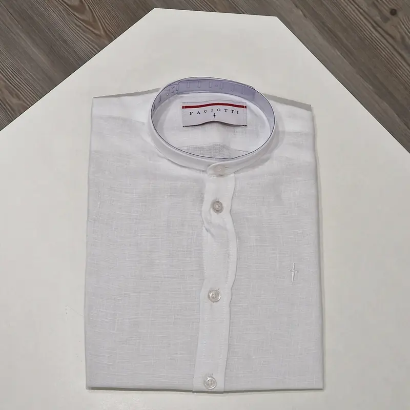 Camicia bambino in lino con collo coreana junior