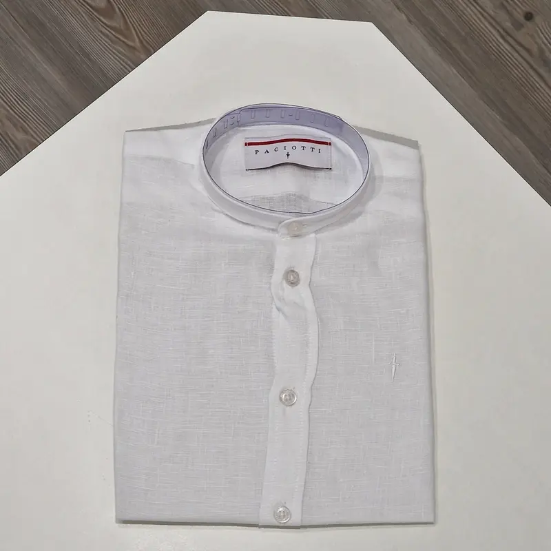 Camicia bambino in lino con collo coreana