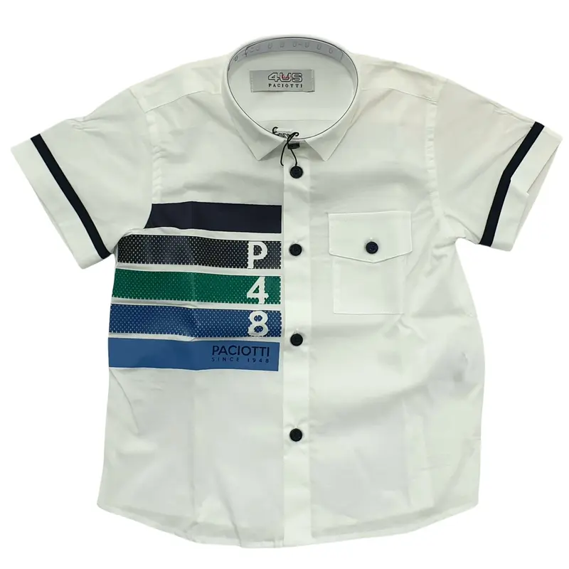 Camicia bambino maniche corte con stampa logo vari colori
