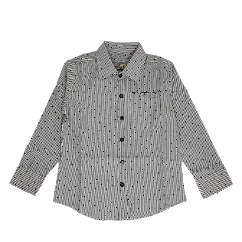 Camicia bambino mille righe con piccoli pois a contrasto