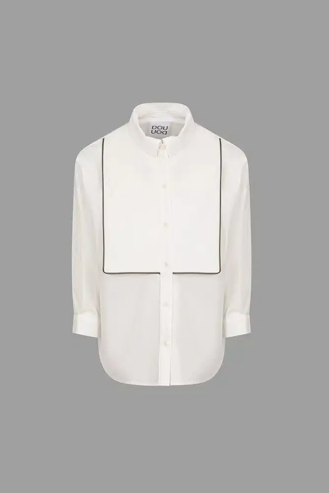 CAMICIA BIANCA CON BORDINI RICAMATI DOUUOD