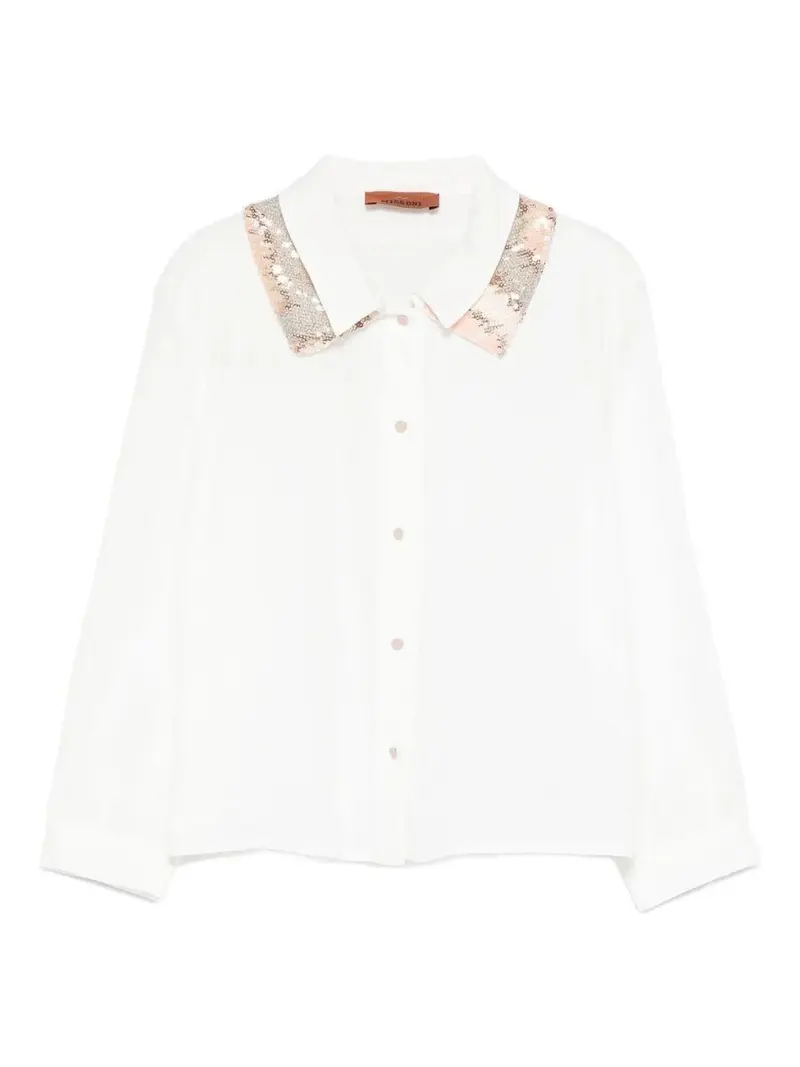CAMICIA BIANCA CON COLLETTO IN PAILLETTES MISSONI