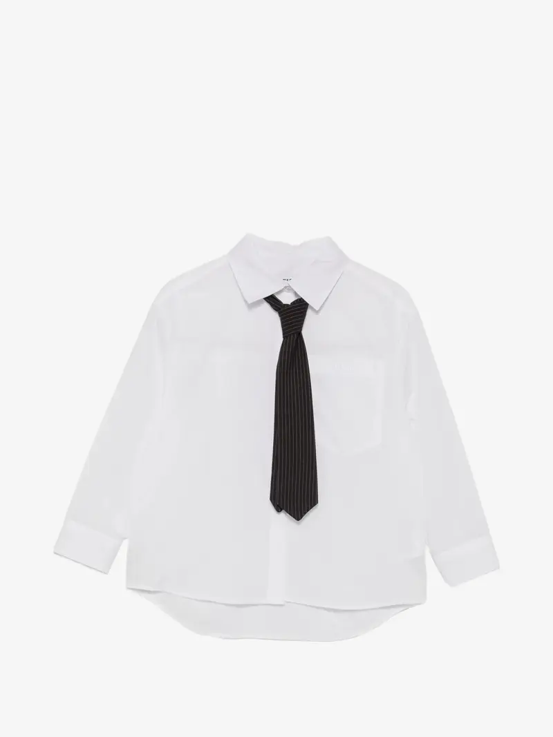 CAMICIA BIANCA CON CRAVATTA A RIGHE MSGM
