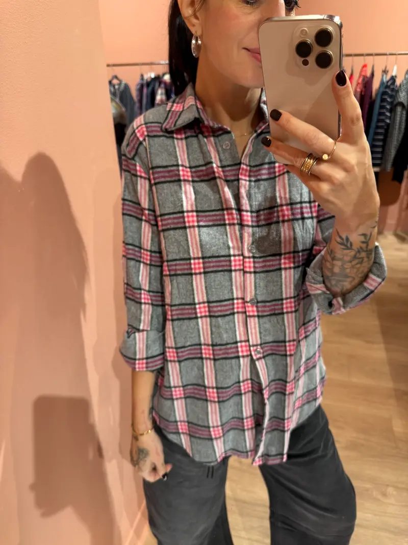 Camicia Check Grigio & Rosa