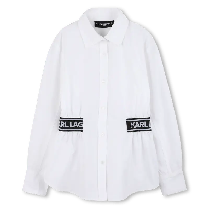 CAMICIA CON BANDE LATERALI NERO CON LOGO BIANCO KARL LAGERFELD