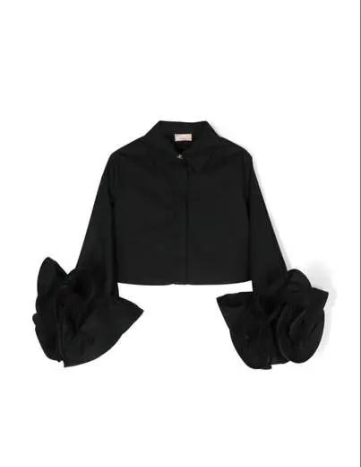 CAMICIA CON MANICHE A VOLANT NERO ELISABETTA FRANCHI