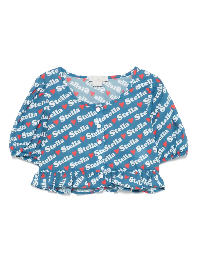 CAMICIA CORTA BLU LOGATO BIANCO STELLA MCCARTNEY