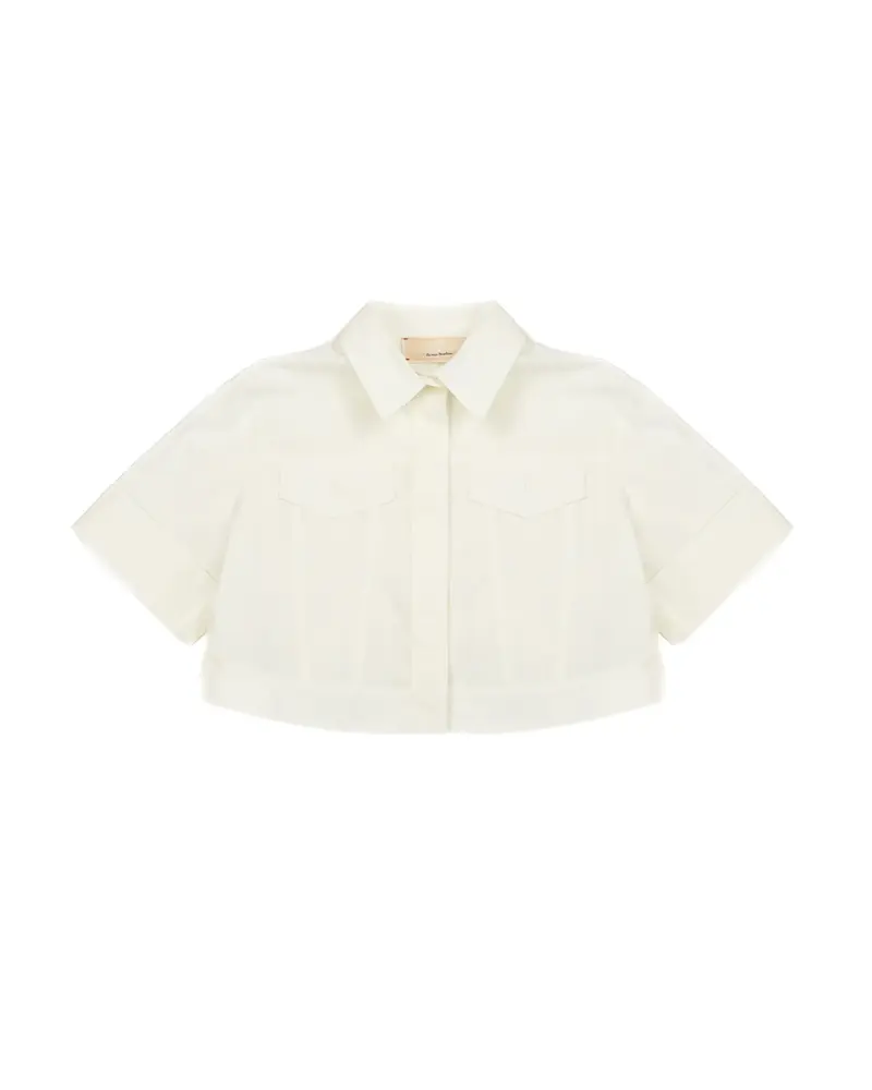 CAMICIA CORTA CON TASCHE RICAMATE AVORIO ELISABETTA FRANCHI