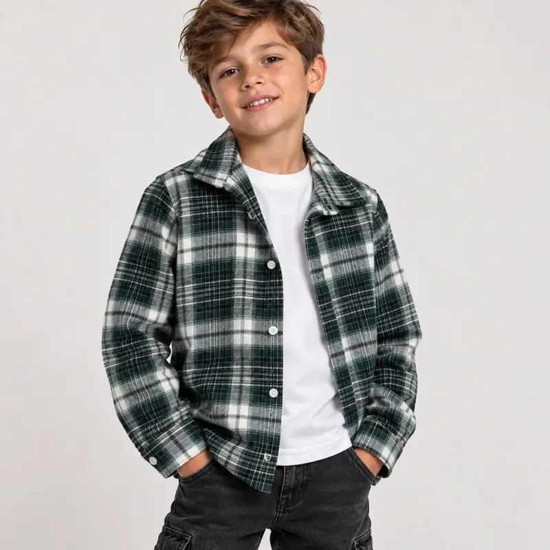 Camicia Flanella Bimbo + T-shirt Bianca - Rebel