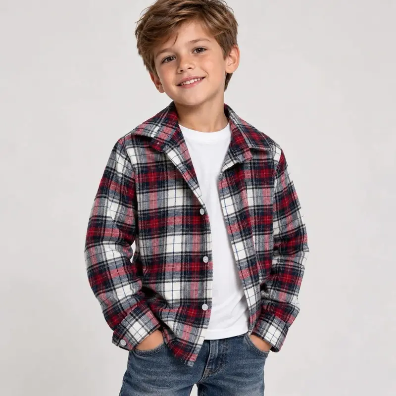 Camicia Flanella Bimbo + T-shirt Bianca - Rebel