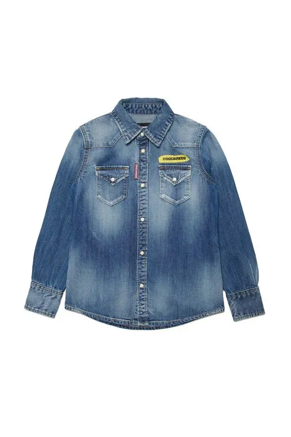 CAMICIA IN DENIM BLU SFUMATO DSQUARED2