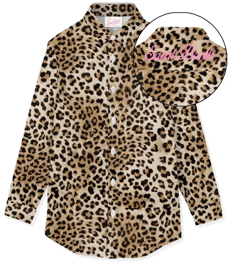 CAMICIA LEOPARDATA CON LOGO SUL RETRO ROSA MC2 SAINT BARTH