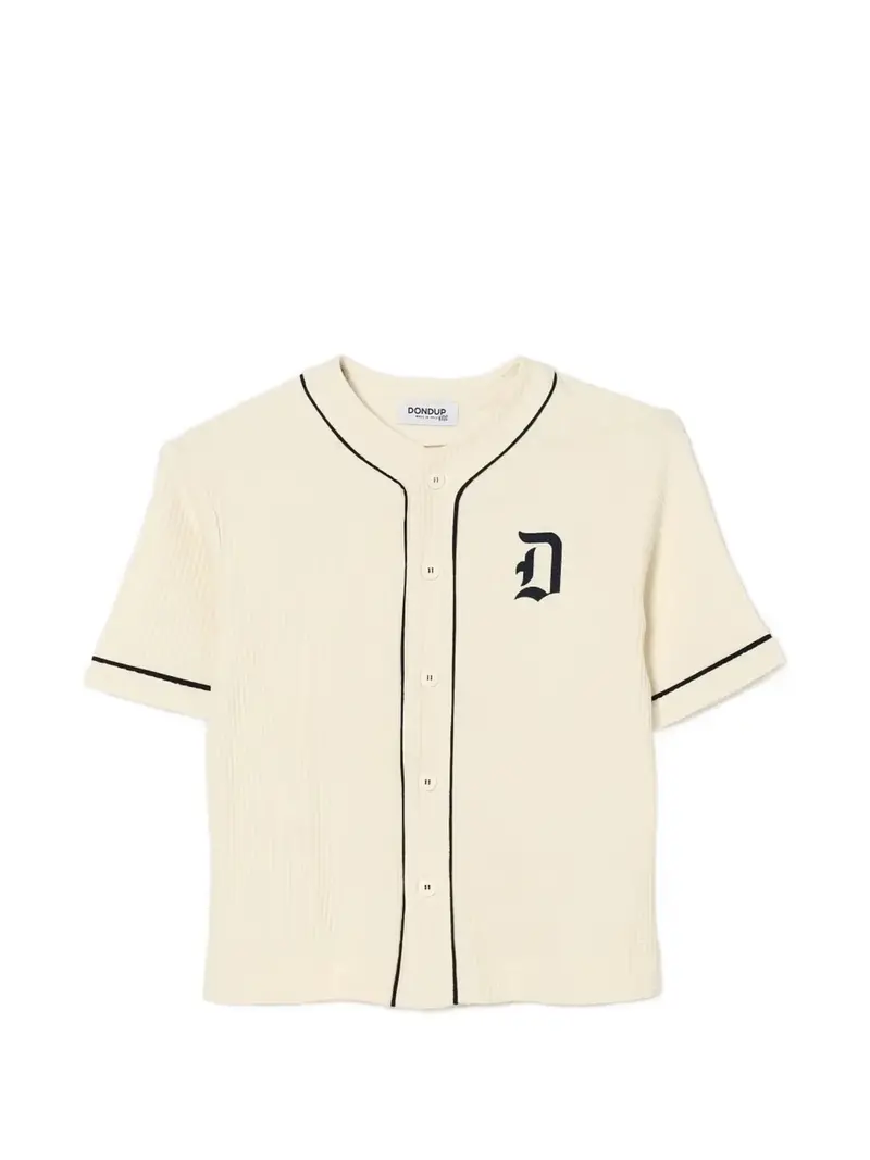 CAMICIA PANNA CON LOGO VERDE DONDUP