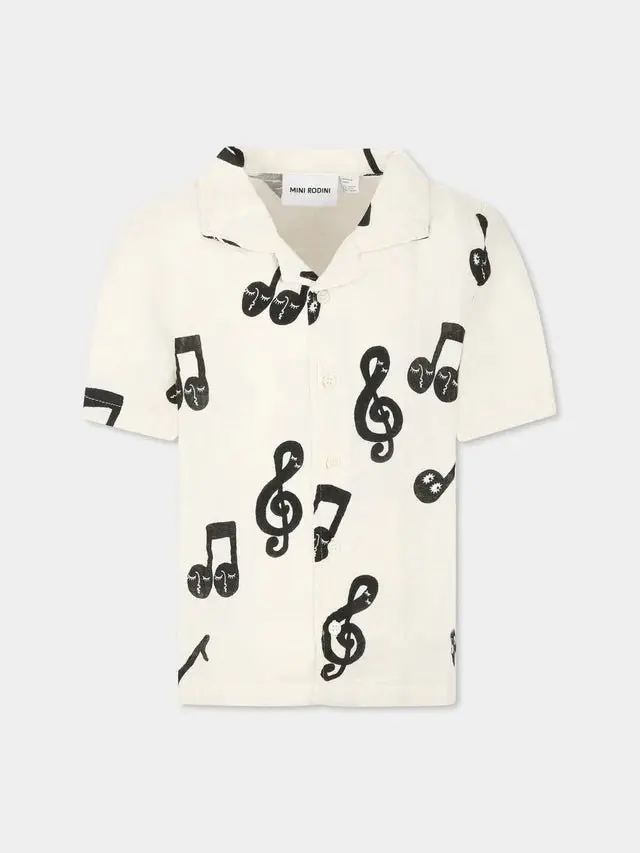 CAMICIA PANNA CON NOTE MUSICALI MINI RODINI
