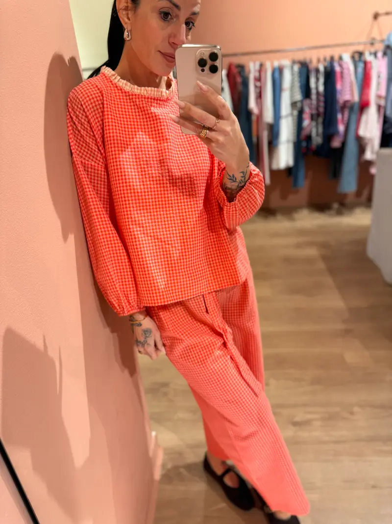 Camicia Vichy corallo