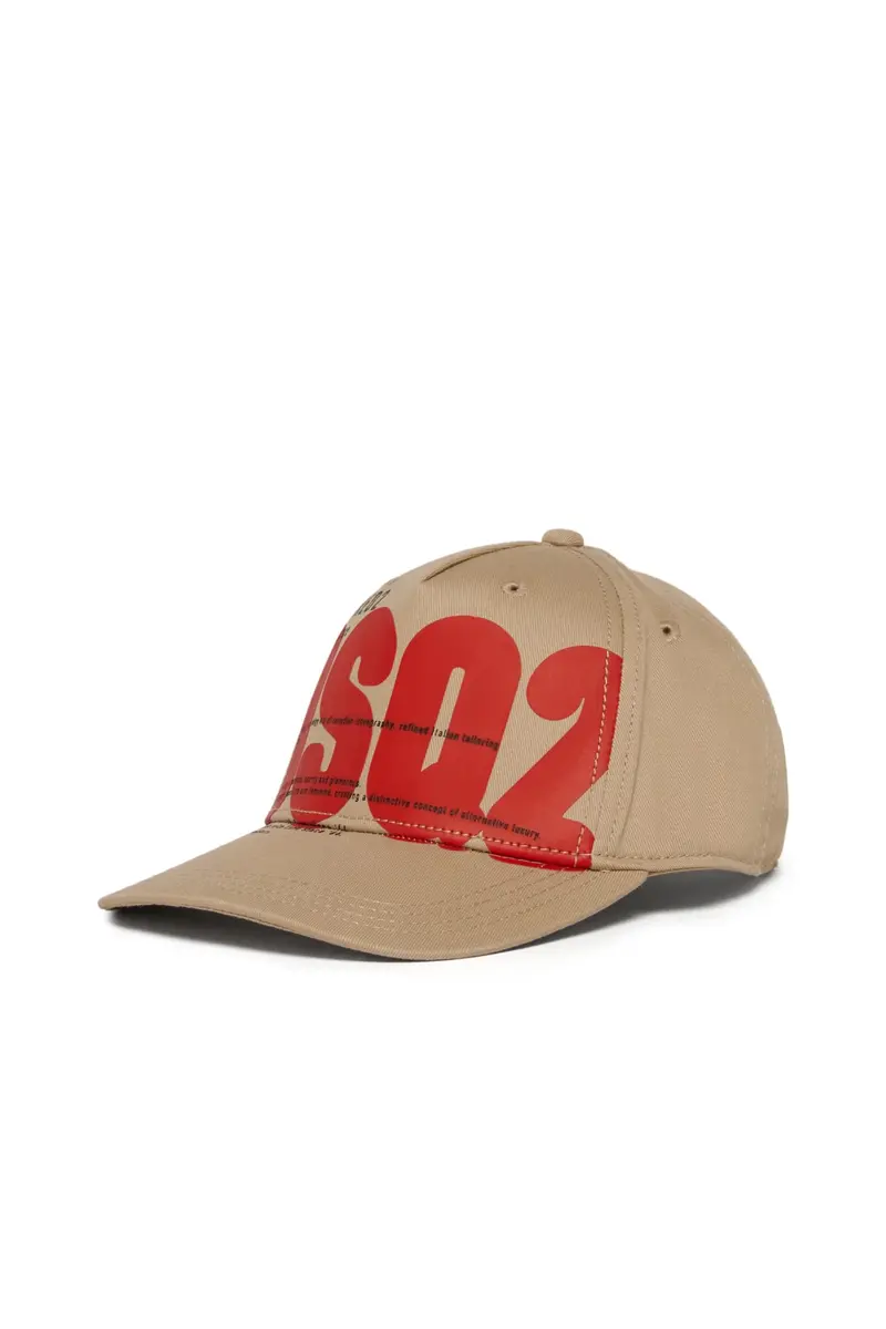 CAPPELLO BEIGE CON LOGO ROSSO DSQUARED2