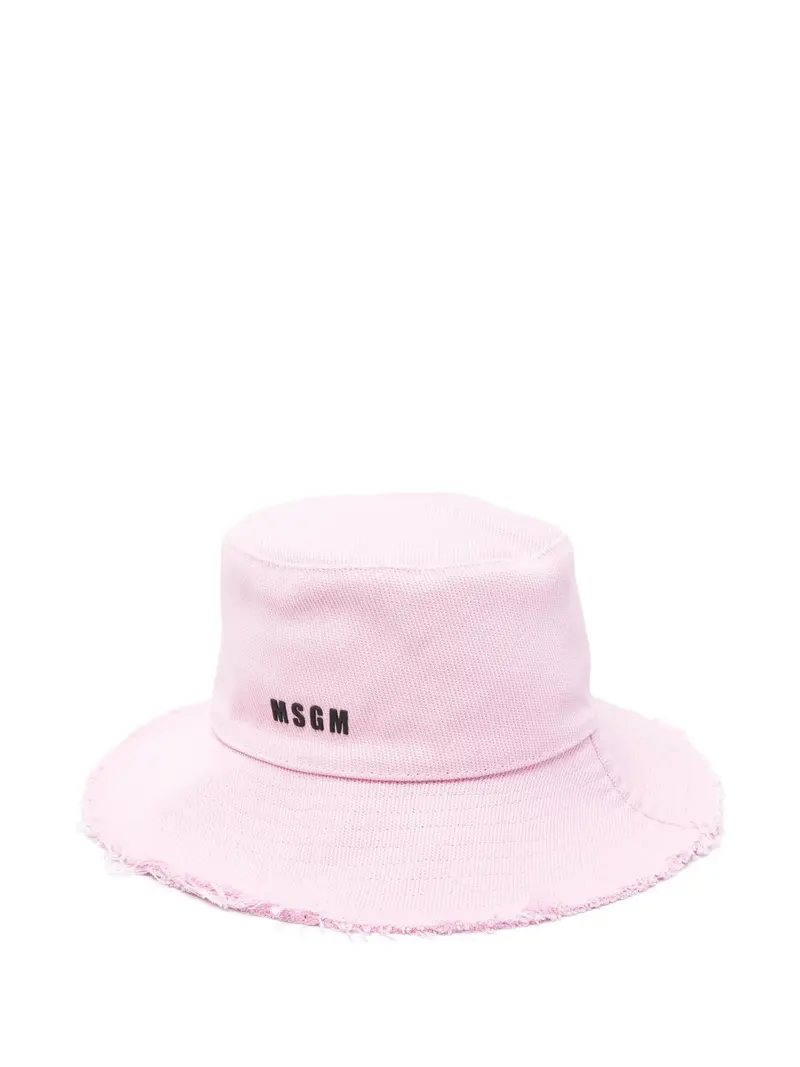 CAPPELLO BUCKET ROSA CON LOGO NERO MSGM