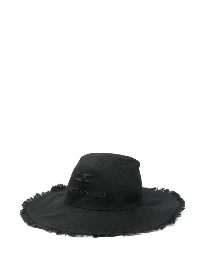 CAPPELLO CON FRANGE NERO CON LOGO IN RICAMO ELISABETTA FRANCHI