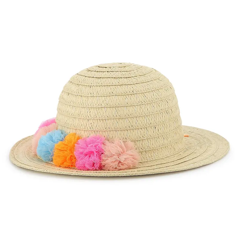 CAPPELLO IN PAGLIA CON POMPON COLORATI BILLIEBLUSH