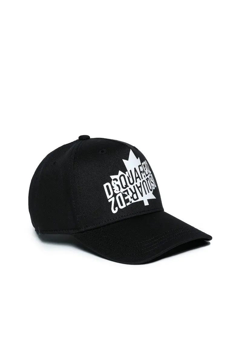 CAPPELLO NERO CON LOGO BIANCO DSQUARED2