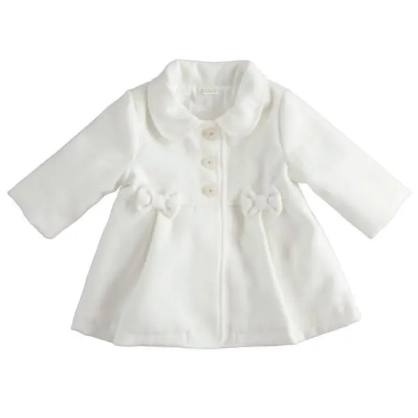 Cappotto bambina bianco con fiocchetti