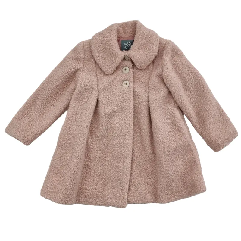Cappotto bambina stile teddy cipria