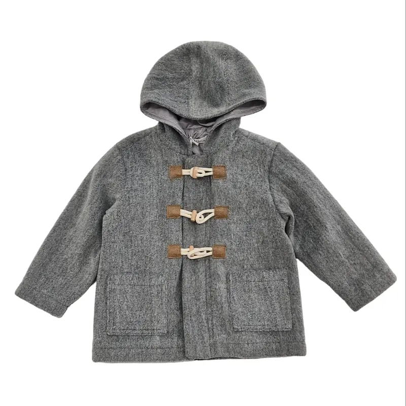 Cappotto bambino grigio in panno con alamari