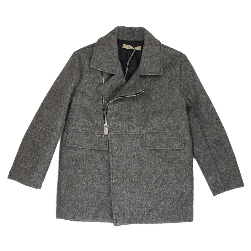 Cappotto bambino in panno con zip trapuntato internamente