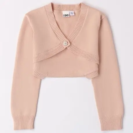 Cardigan bambina in cotone beige