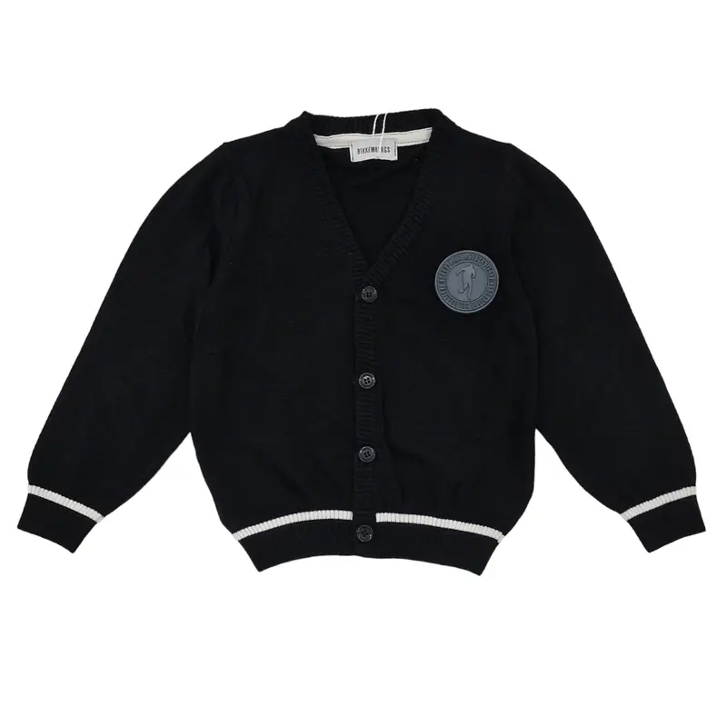 Cardigan bambino nero con logo applicato