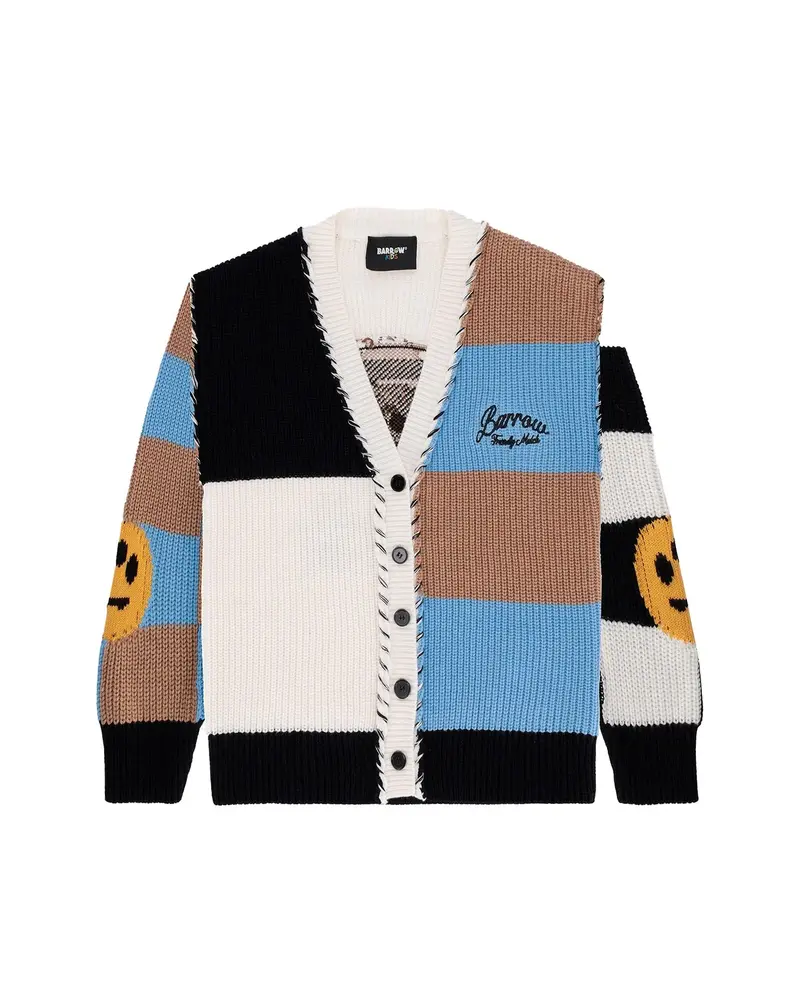 CARDIGAN CON BOTTONI TRICOLORE A QUADRI BARROW