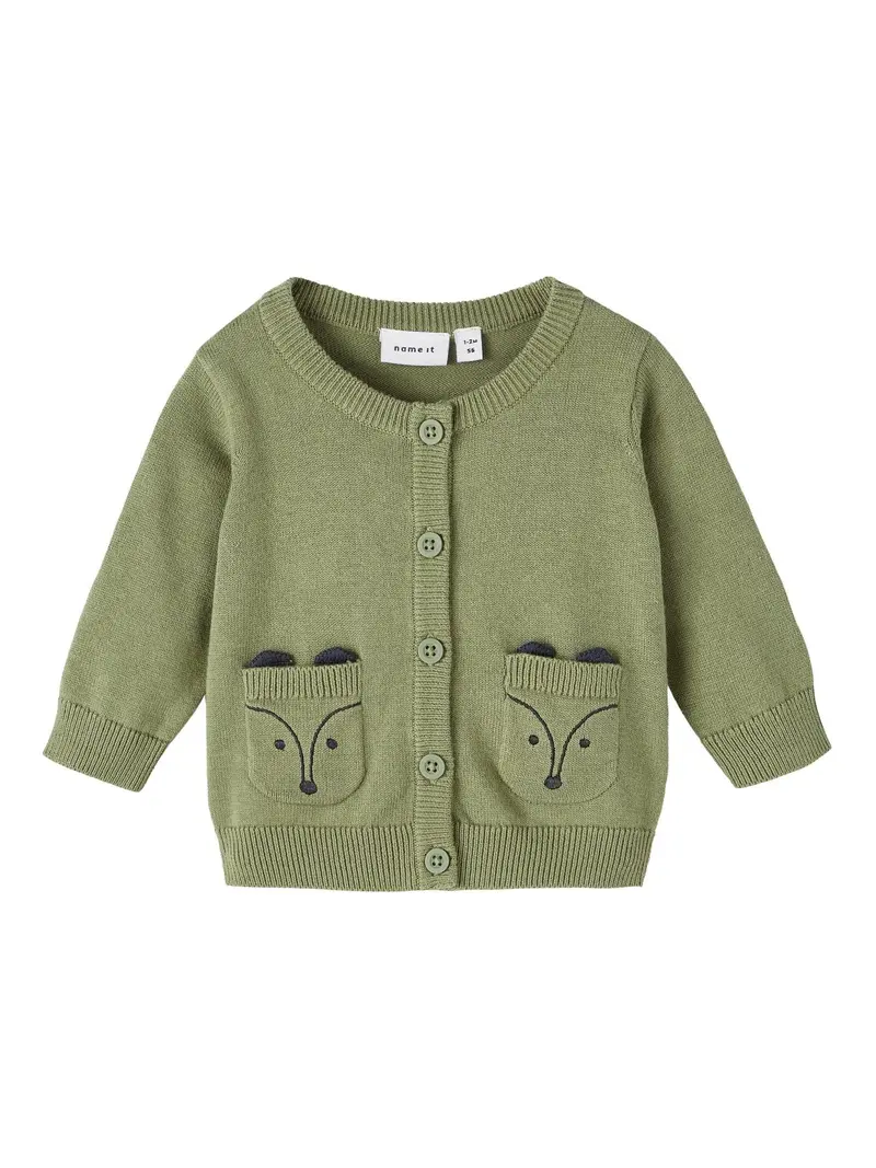 Cardigan con taschini ricamati