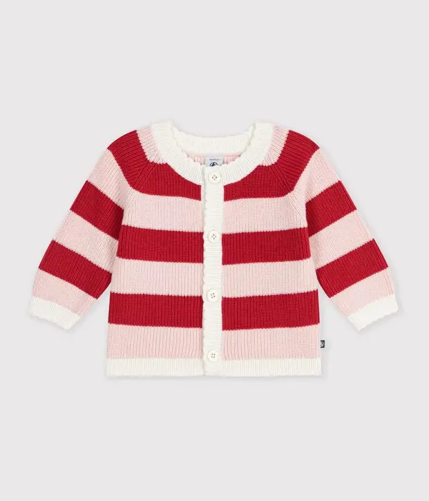 Cardigan in cotone a righe Petit Bateau