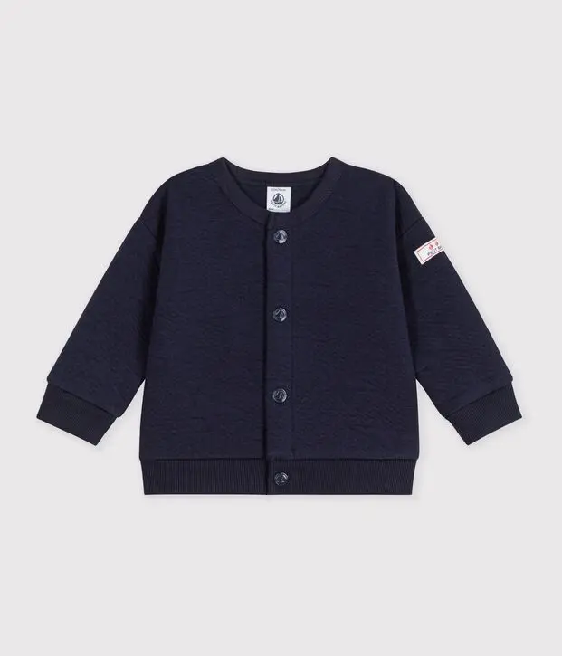 Cardigan in cotone spesso con motivo a stelle blu Petit Bateau