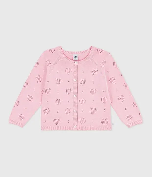 Cardigan in cotone tinta unita bambina