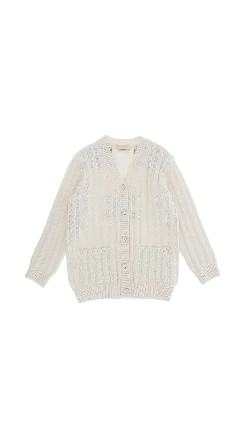 CARDIGAN IN LANA CON LOGO SUL RETRO BEIGE ELISBETTA FRANCHI