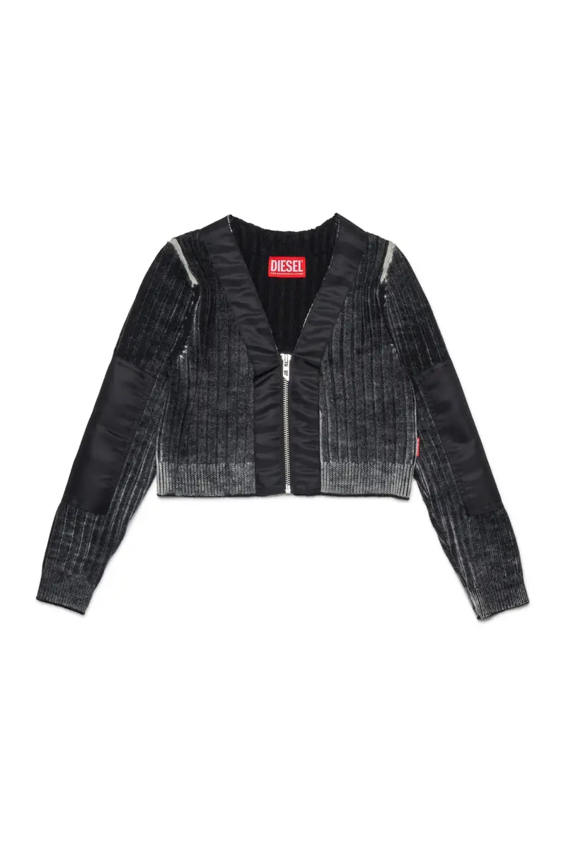 CARDIGAN IN LANA CON ZIP GRIGIA DIESEL