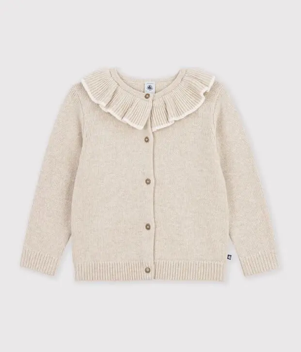 Cardigan in misto lana e cotone tinta unita Petit Bateau