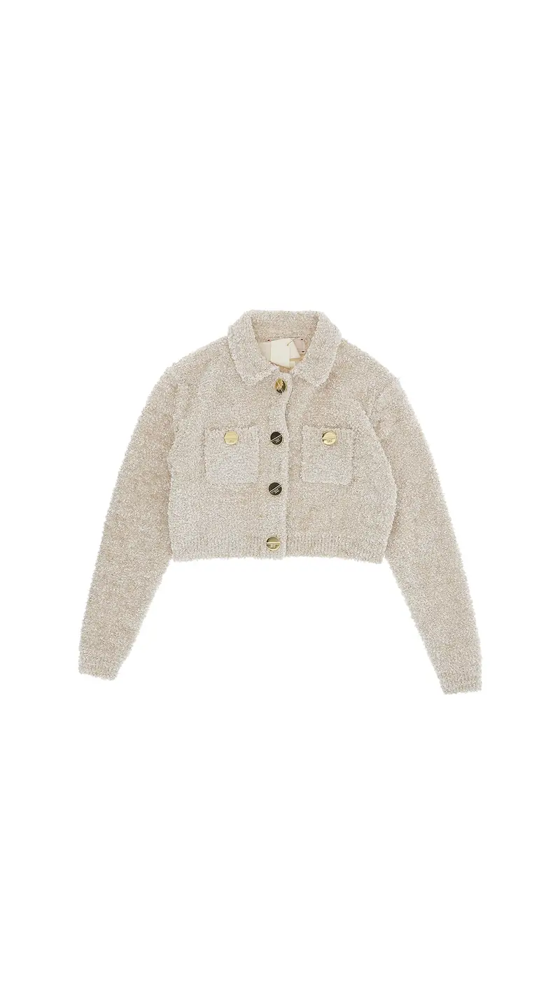 CARDIGAN IN TRICOT EFFETTO CINIGLIA BEIGE ELISABETTA FRANCHI