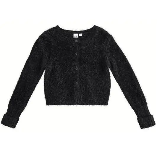 Cardigan nero con filato morbido e caldo