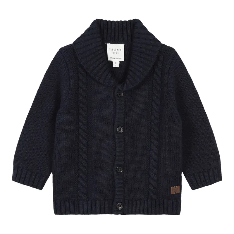 Carre'Ment Beau Cardigan tinta unita con Colletto Blu per Bambino